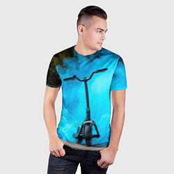 Футболка спортивная мужская Самокат в синем дыму, цвет: 3D-принт — фото 2