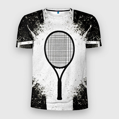 Мужская спорт-футболка Теннисная ракетка в черно-белом / 3D-принт – фото 1