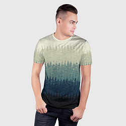 Футболка спортивная мужская Серо-синий градиент текстурированные полосы, цвет: 3D-принт — фото 2