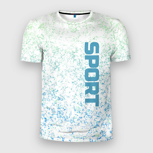 Мужская спорт-футболка Sport бело-голубой / 3D-принт – фото 1