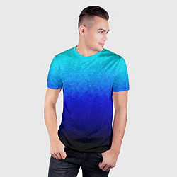 Футболка спортивная мужская Градиент мозаика из голубого в чёрный, цвет: 3D-принт — фото 2