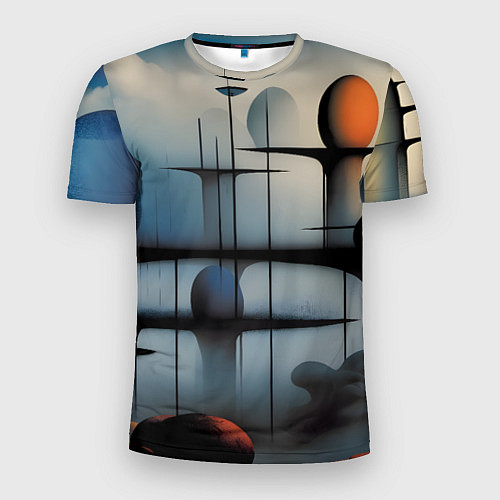 Мужская спорт-футболка Архитектурная абстракция в тумане / 3D-принт – фото 1