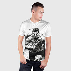 Футболка спортивная мужская Регбист в черном дыму, цвет: 3D-принт — фото 2