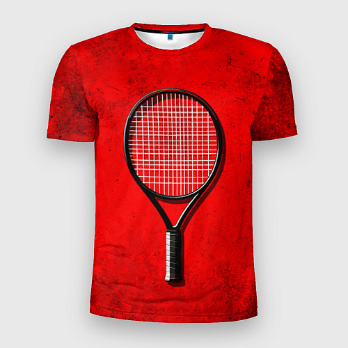 Мужская спорт-футболка Теннисная ракетка на красном / 3D-принт – фото 1