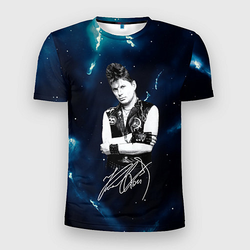 Мужская спорт-футболка Юрий Хой черно-белый портрет с подписью / 3D-принт – фото 1