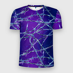 Мужская спорт-футболка Проволока на сине-фиолетовом фоне - абстрактная те