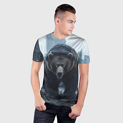 Футболка спортивная мужская Медведь в разрушенном городе, цвет: 3D-принт — фото 2