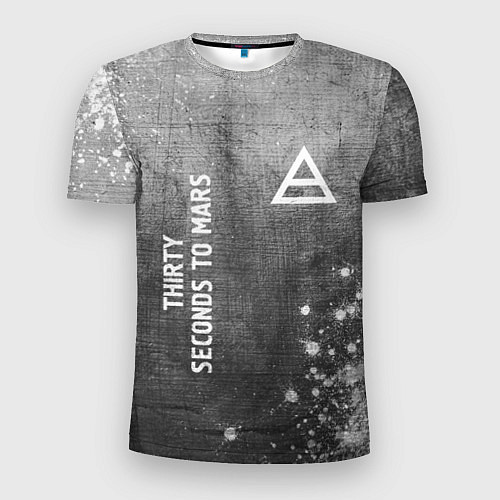 Мужская спорт-футболка Thirty Seconds to Mars - grey gradient вертикально / 3D-принт – фото 1