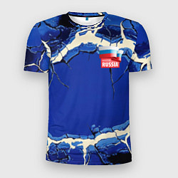 Мужская спорт-футболка Russia blue abstract