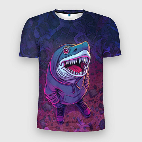 Мужская спорт-футболка Акула в балахоне / 3D-принт – фото 1