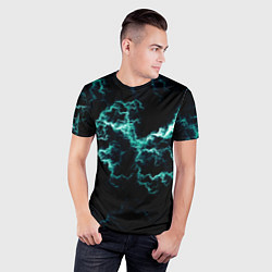 Футболка спортивная мужская Lightning light blue glow, цвет: 3D-принт — фото 2