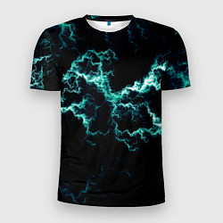 Мужская спорт-футболка Lightning light blue glow