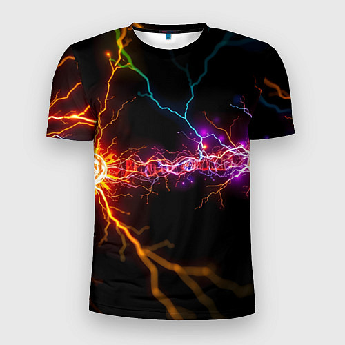 Мужская спорт-футболка Две неоновые вспышки / 3D-принт – фото 1