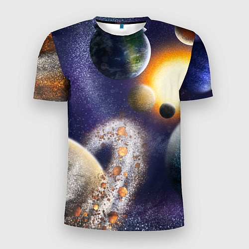 Мужская спорт-футболка Парад планет / 3D-принт – фото 1