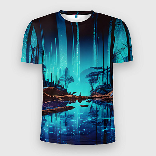 Мужская спорт-футболка В неоновом лесу / 3D-принт – фото 1