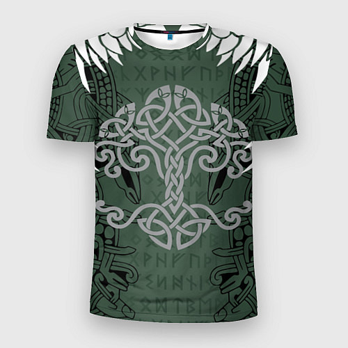 Мужская спорт-футболка Древние руны и древо жизни с крыльями / 3D-принт – фото 1