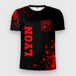 Мужская спорт-футболка Lyon - red gradient вертикально