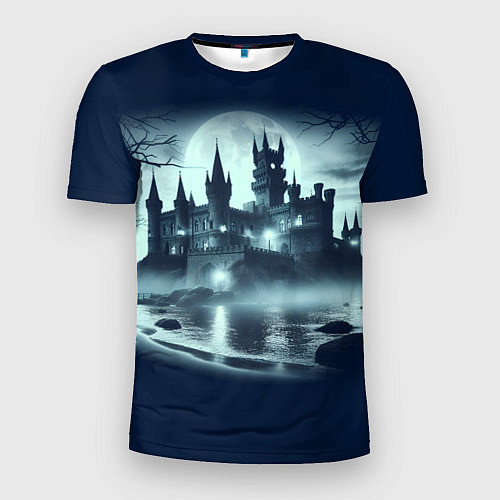 Мужская спорт-футболка Готический замок у пруда / 3D-принт – фото 1