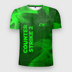 Мужская спорт-футболка Counter Strike 2 - green gradient вертикально
