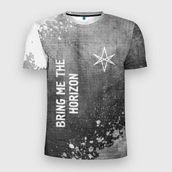 Мужская спорт-футболка Bring Me the Horizon - grey gradient вертикально