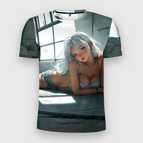 Мужская спорт-футболка Блондинка лежит у окна / 3D-принт – фото 1
