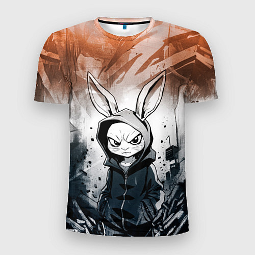Мужская спорт-футболка Уличный кролик на спорте / 3D-принт – фото 1