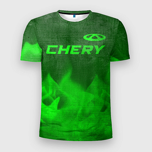 Мужская спорт-футболка Chery - green gradient посередине / 3D-принт – фото 1