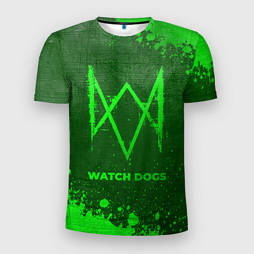 Мужская спорт-футболка Watch Dogs - green gradient / 3D-принт – фото 1