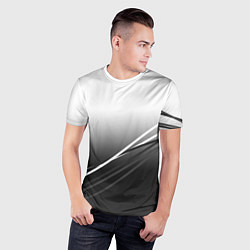 Футболка спортивная мужская Градиент с полосами из белого в тёмный, цвет: 3D-принт — фото 2