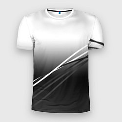 Футболка спортивная мужская Градиент с полосами из белого в тёмный, цвет: 3D-принт