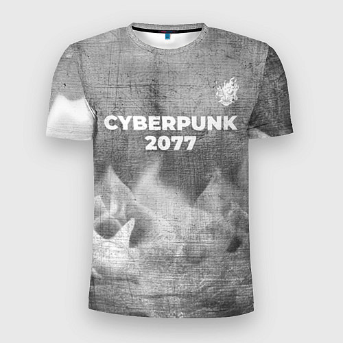 Мужская спорт-футболка Cyberpunk 2077 - grey gradient посередине / 3D-принт – фото 1