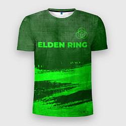 Мужская спорт-футболка Elden Ring - green gradient посередине