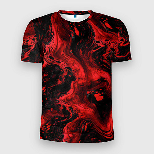 Мужская спорт-футболка Красно-черные разводы краски - абстрактный узор / 3D-принт – фото 1
