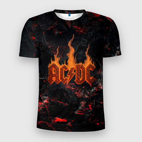 Мужская спорт-футболка ACDC логотип из огня / 3D-принт – фото 1