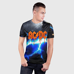 Футболка спортивная мужская ACDC логотип из лавы на молнии, цвет: 3D-принт — фото 2