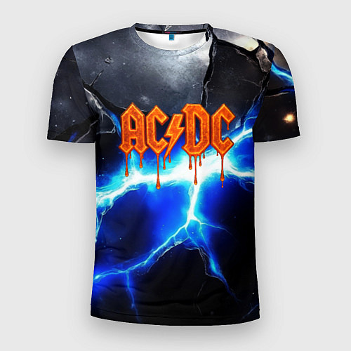 Мужская спорт-футболка ACDC логотип из лавы на молнии / 3D-принт – фото 1
