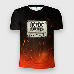 Футболка спортивная мужская ACDC лого на кассете, цвет: 3D-принт