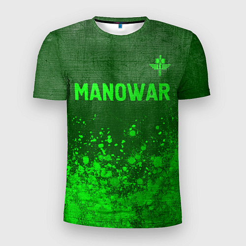 Мужская спорт-футболка Manowar - green gradient посередине / 3D-принт – фото 1