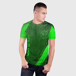 Футболка спортивная мужская Twenty One Pilots - green gradient вертикально, цвет: 3D-принт — фото 2