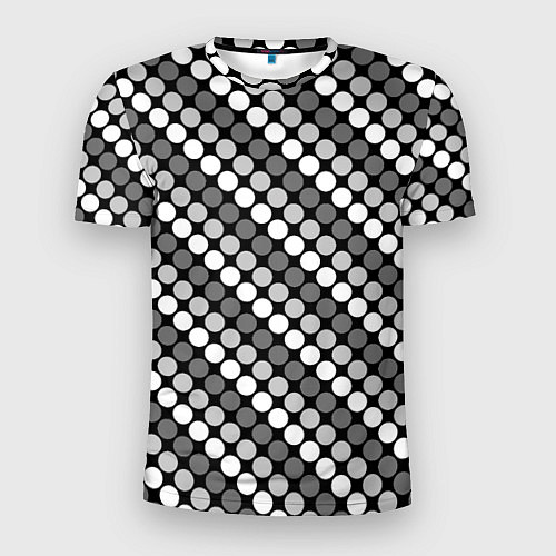 Мужская спорт-футболка Белый серый горох на черном ретро / 3D-принт – фото 1