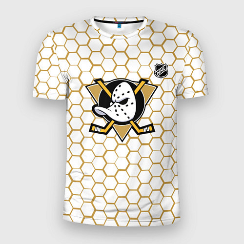 Мужская спорт-футболка Анахайм Дакс - белые соты / 3D-принт – фото 1