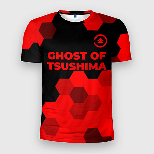 Мужская спорт-футболка Ghost of Tsushima - red gradient посередине / 3D-принт – фото 1