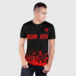 Футболка спортивная мужская Bon Jovi - red gradient посередине, цвет: 3D-принт — фото 2