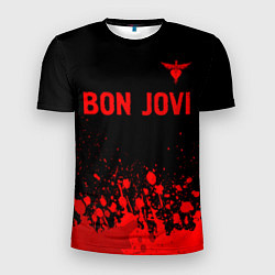 Футболка спортивная мужская Bon Jovi - red gradient посередине, цвет: 3D-принт