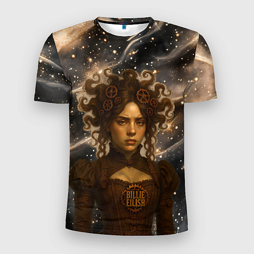 Мужская спорт-футболка Билли Айлиш с элементами механики / 3D-принт – фото 1
