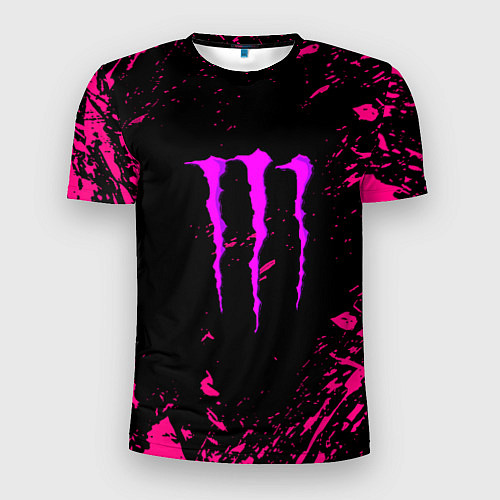 Мужская спорт-футболка Monster energy неоновые краски лого / 3D-принт – фото 1