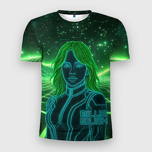Мужская спорт-футболка Билли Айлиш из неона / 3D-принт – фото 1