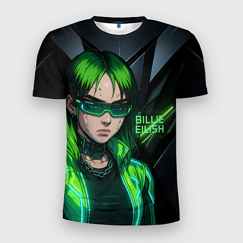 Мужская спорт-футболка Билли Айлиш в зеленом костюме / 3D-принт – фото 1