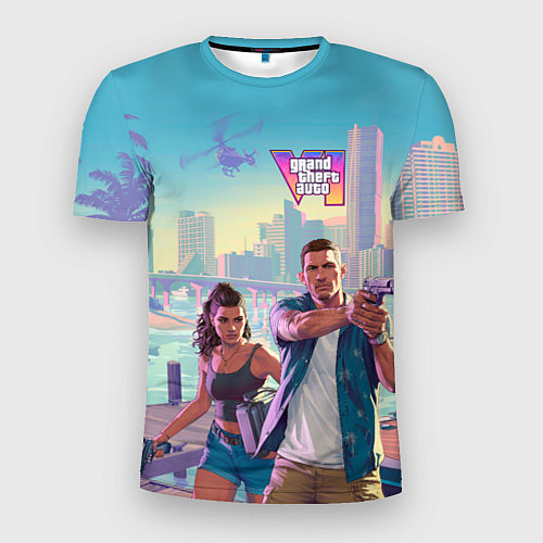 Мужская спорт-футболка Лусия Каминос и Джейсон Дюваль из Gta 6 / 3D-принт – фото 1