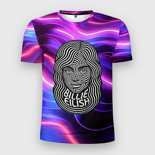 Мужская спорт-футболка Портрет Билли Айлиш из линий / 3D-принт – фото 1